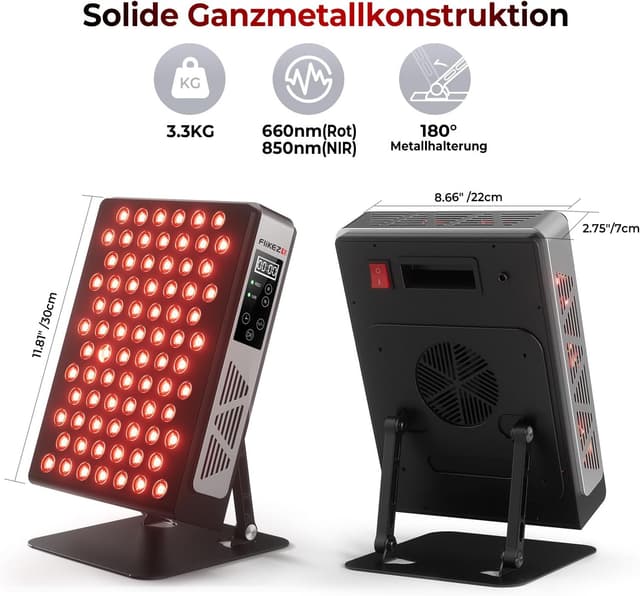 Thumbnail 6 de FliKEZE Infrarotlampe mit 78 Dual-Chip LEDs (660/850 nm) – Rotlicht-Therapiepanel für Gesicht & Körper