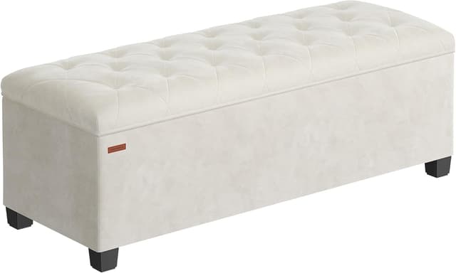 Thumbnail 6 de SONGMICS Cassapanca pouf contenitore 40 x 110 x 39 cm con gambe in legno (LSF089G01) grigio ardesia