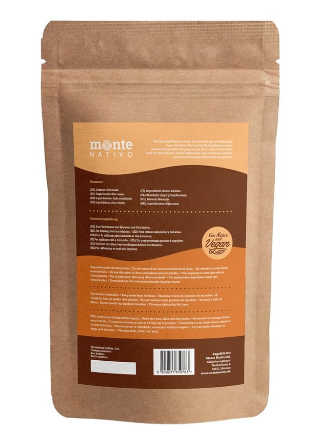 Detalle 2 de Sternanis ganz Monte Nativo (250 g) – Star Anise zum Kochen, Backen & Würzen