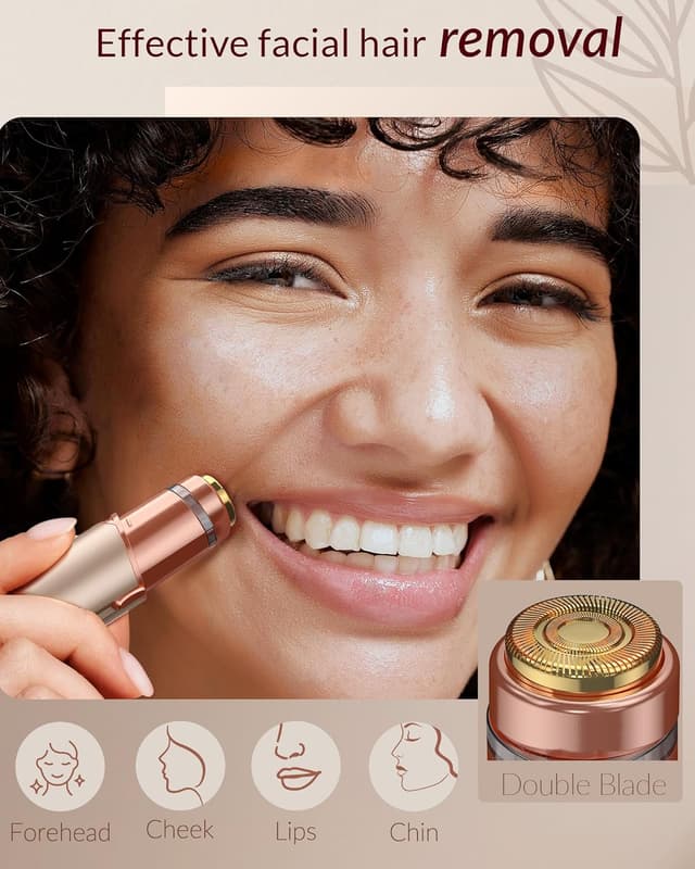 Detalle de bissuuy Rechargeable Facial Hair Remover for Women (Gold) – Upper Lip, Chin & Peach Fuzz
