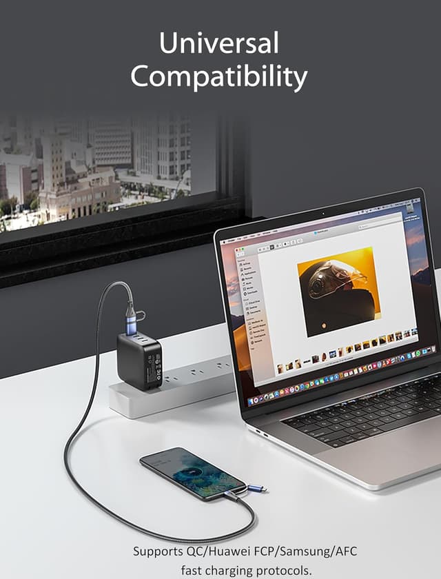 Detalle de Vention Nylon Braided 4‑in‑1 USB A/C to Micro USB Cable (2m, up to 100W) for iPhone 15 Pro, MacBook Pro, iPad, Kindle, Xbox, Pixel & Switch