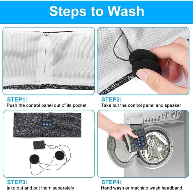 Detalle 2 de flintronic Bluetooth-Schlafstirnband mit HD-Stereo-Lautsprechern (Schlafkopfhörer) – kabellos & USB-aufladbar, Grau