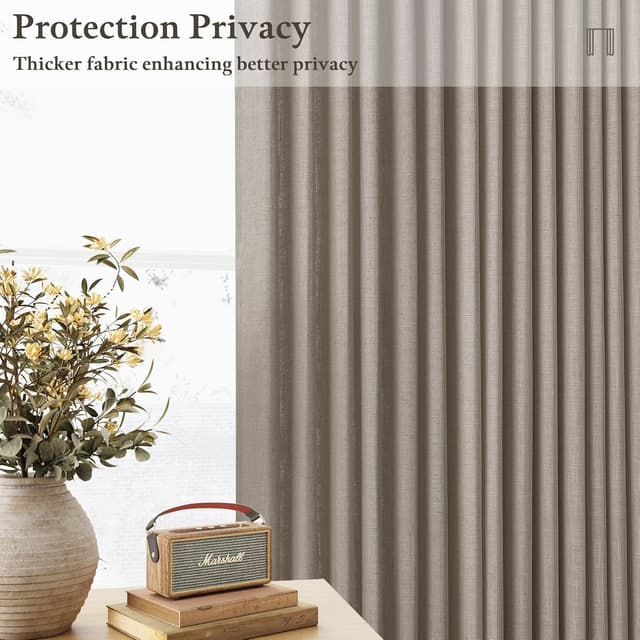 Thumbnail 5 de Taupe Flax Linen Curtains 90in Pinch Pleat