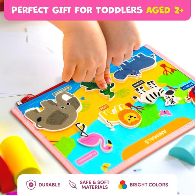 Detalle 2 de Clever Fox Play Busy Book for Toddlers (Ages 1–3) Montessori Felt Activity Board