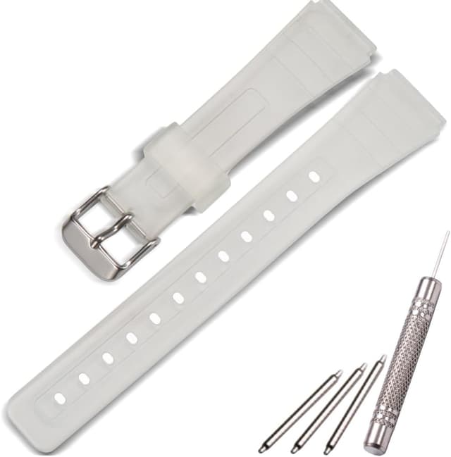 Detalle de Ersatzarmband aus Harz/Silikonkautschuk für Casio F-91W (F91W) – wasserdichtes Uhrenband