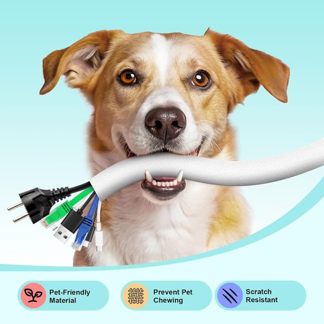 Detalle de AGPTEK 3 m Kabelschlauch (25 mm, selbstschließend) – flexibler Textil-Kabelkanal für Kabelmanagement