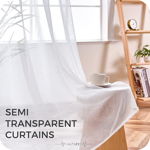 Thumbnail 4 de MRTREES Cortina Translucida Moderna 2 Paneles Blanco 🏡