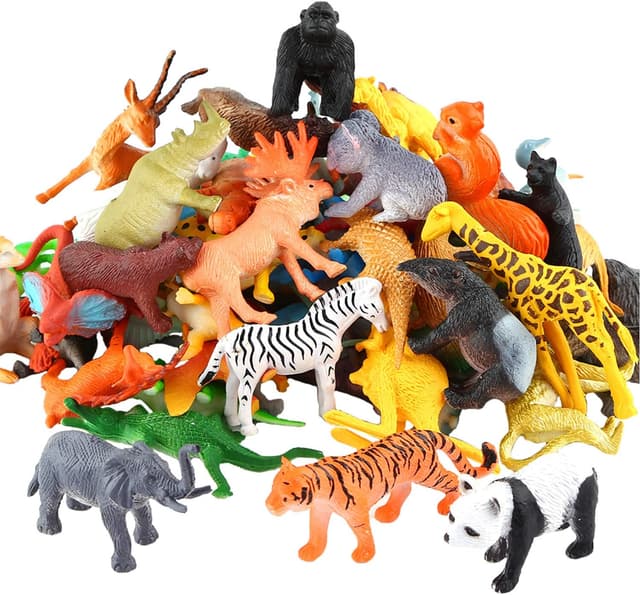 Detalle de 54-Piece Mini Jungle Animals Figure Set (Plastic Wild Animals Toys) for Kids Toddlers