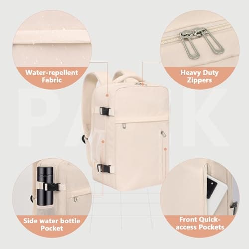 Detalle 1 de KIRFEIHT Mochila de cabina 40x30x20 cm (24L) con puerto USB para viaje y negocios