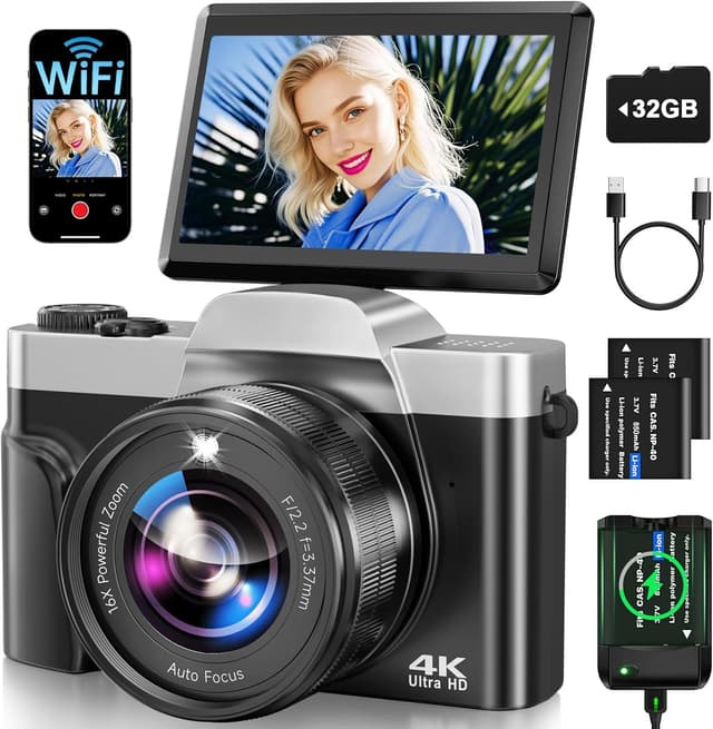 Detalle de VAHOIALD 4K WiFi Vlogging Camera 64MP
