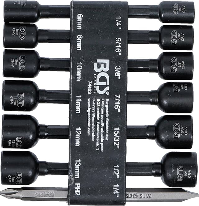 Detalle de BGS 74423 - Jeu de douilles à choc six pans (6,3 mm / 1/4") pour perceuse et visseuse sans fil, 14 pièces