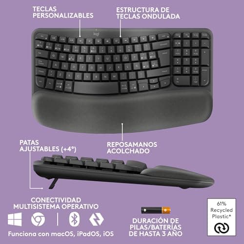 Thumbnail 6 de Logitech Wave Keys teclado ergonómico inalámbrico Bluetooth ⌨