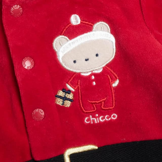 Detalle 1 de Chicco Weihnachtsoutfit für Neugeborene (Set aus Kapuzenpullover & Weihnachtshosen) aus warmem, weichem Chenille