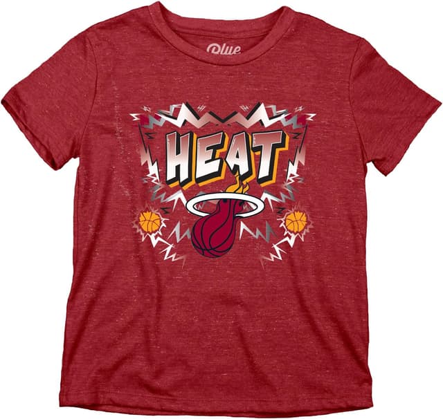 Detalle de Blue 84 NBA Unisex Kids Miami Heat Youth Tri-Blend T-Shirt (Officially Licensed)