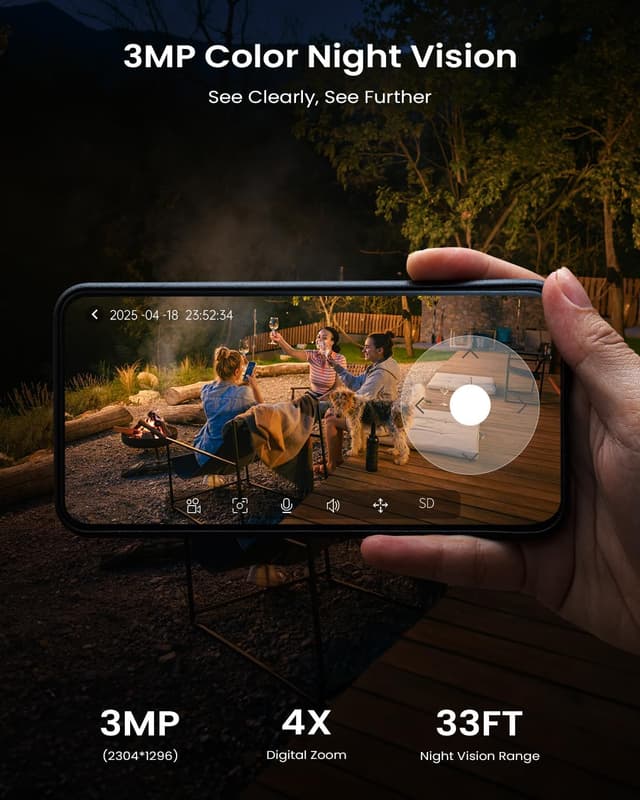 Detalle 2 de ieGeek 3MP 360° PTZ Security Camera with Solar Panel