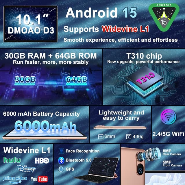 Detalle 2 de YESTEL D3 Tablet 10.1 Inch 30GB RAM