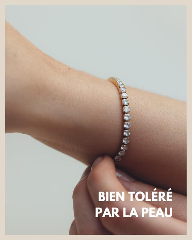 Detalle de GD GOOD.designs EST. 2015 Bracelet de tennis en or pour femmes avec zircons cubiques et pierres de cristal (3 mm)