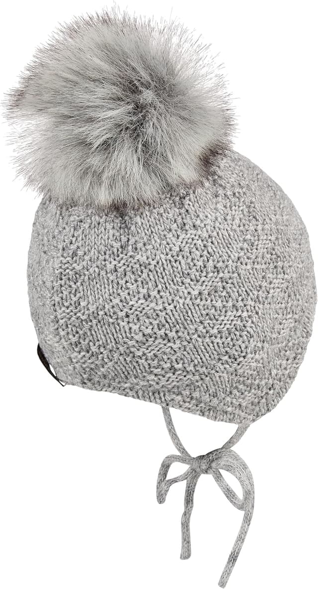 Detalle 2 de Sterntaler Mädchen Strickmütze Struktur Beanie-Mütze mit Kunstfell-Pompon