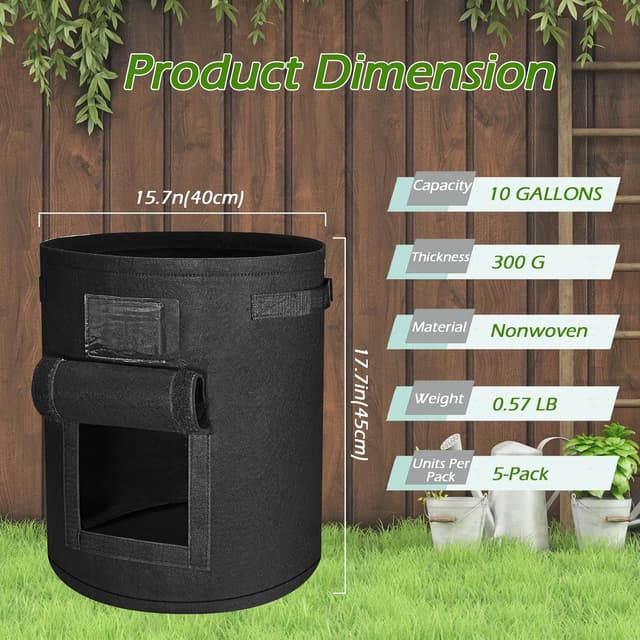 Thumbnail 4 de Plant Grow Bags 15 Gallon 5 Pack