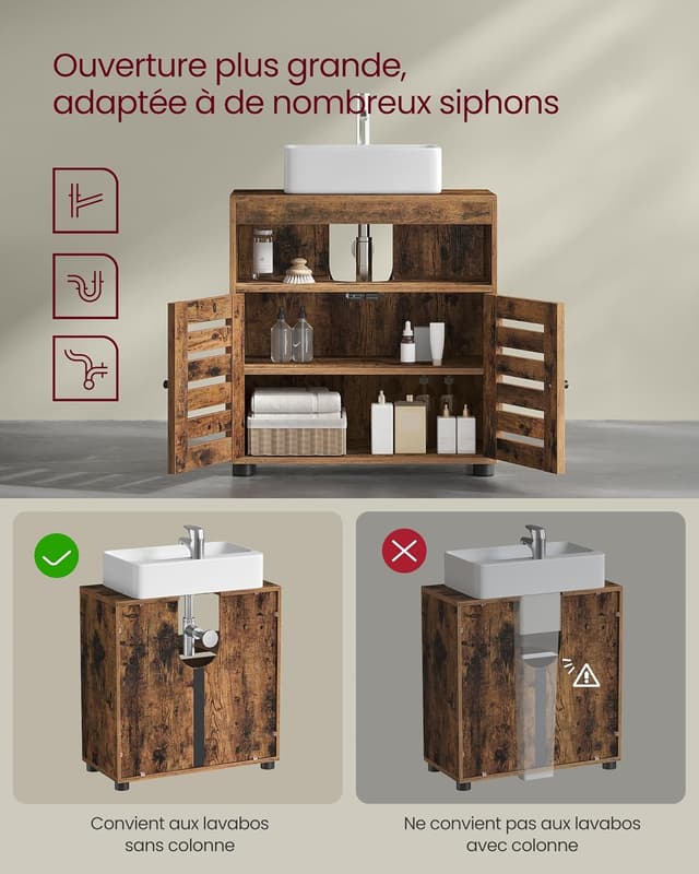 Thumbnail 4 de VASAGLE BBK04BX meuble sous lavabo 60×30 cm