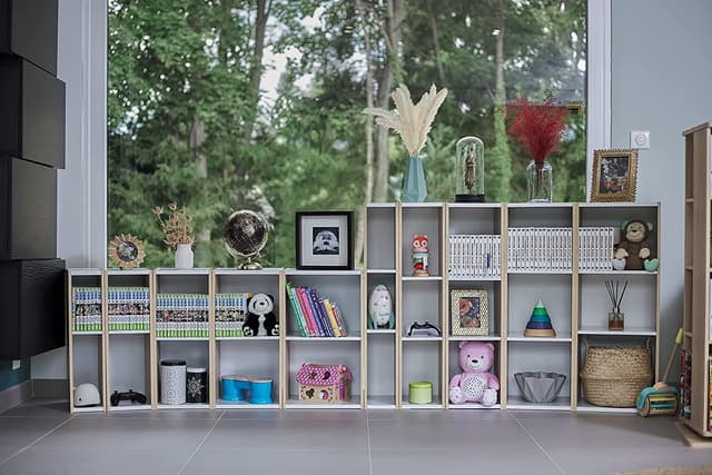 Detalle de Iris Ohyama UB-6035 scaffale salvaspazio modulare per armadietto a 2 livelli, marrone con ripiano regolabile