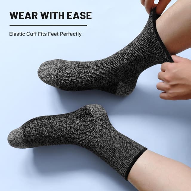 Detalle de SIMIYA Merino Wool Socks for Men (5 Pairs) – thick thermal crew hiking socks