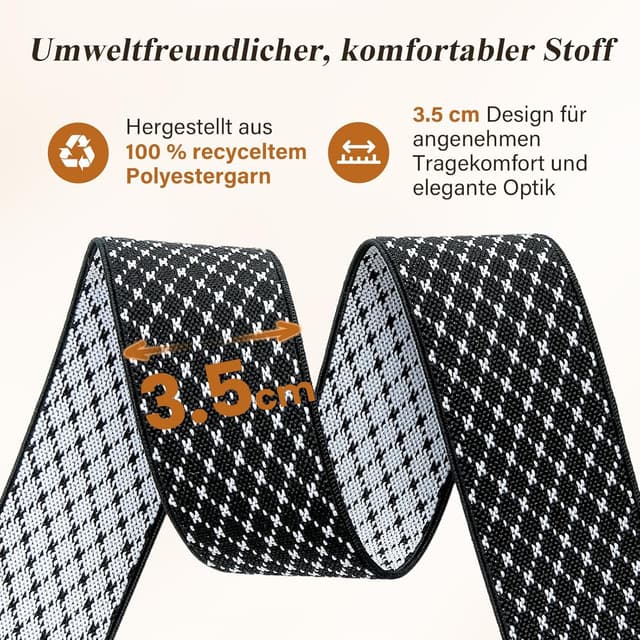 Detalle 2 de KANGDAI Rindsleder Hosenträger für Herren, 3,5 cm breit mit 6 Metallclips – verstellbar, Geschenkbox