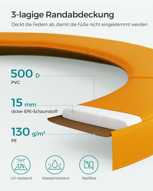 Thumbnail 5 de SONGMICS Trampolin für Kinder mit Sicherheitsnetz, Sicherheitskissen, Leiter und Stahlrahmen (366 cm)