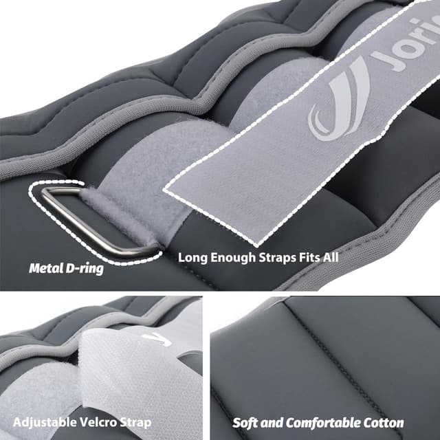 Detalle de Adjustable Ankle Weights (1–12/20 LBS) Pair for Walking, Running, Training & Rehab