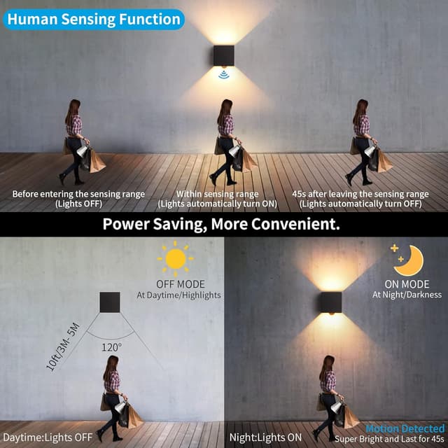 Detalle de KUKAK LED Wandleuchte 12 W mit Bewegungsmelder