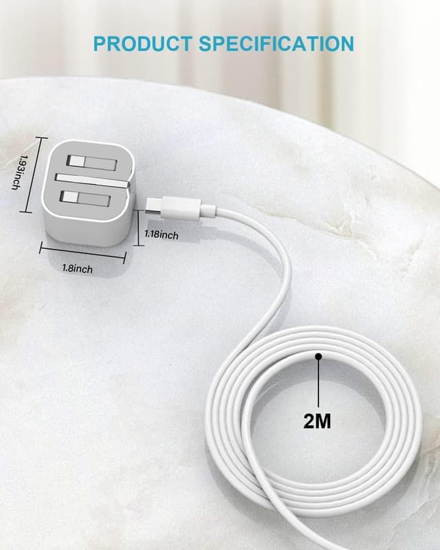Detalle 2 de HOSOW 20W USB-C iPhone Fast Charger Cable & Plug (2M, Apple MFi Certified)