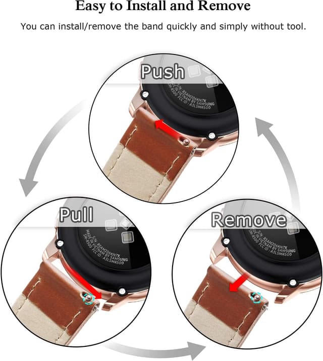 Detalle de EDIMENS genuine leather strap (20mm) for Samsung Galaxy Watch 7/6 Classic 43mm & 47mm / Watch 5 Pro