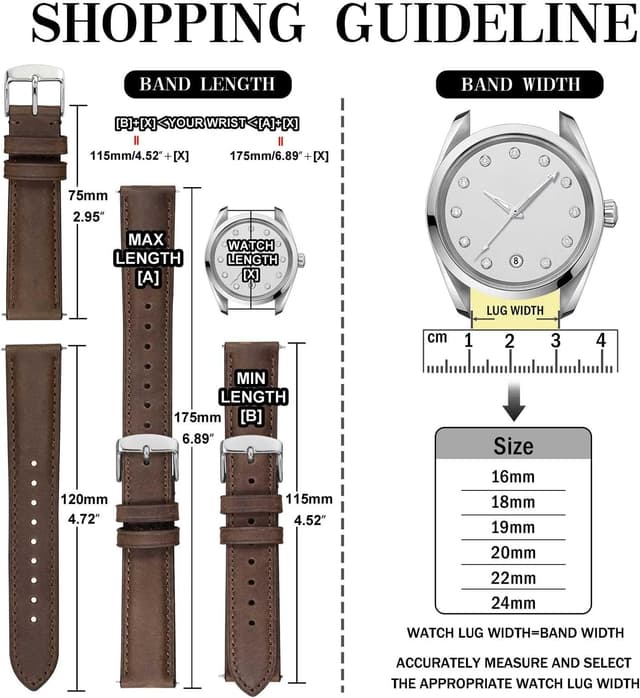 Detalle 2 de ANBEER Retro Crazy Horse Leather Watch Strap with quick release (18mm–24mm widths)
