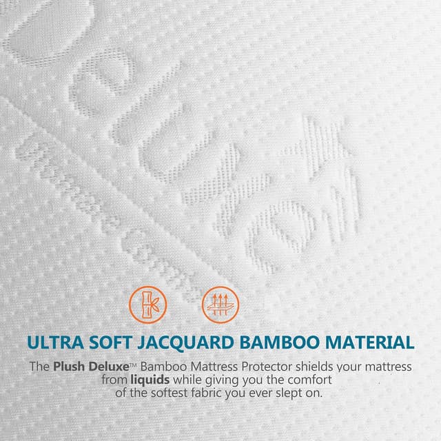 Detalle 2 de PlushDeluxe Bamboo Mattress Protector, King Size ⚙