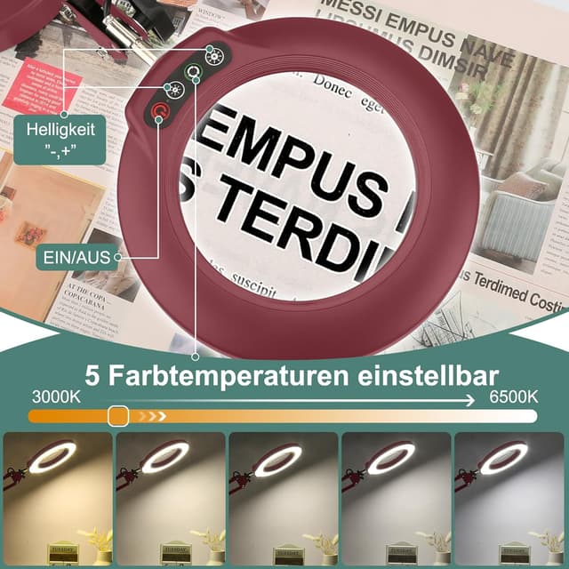 Thumbnail 2 de Veemagni 10X Echtes Glas Lupenleuchte