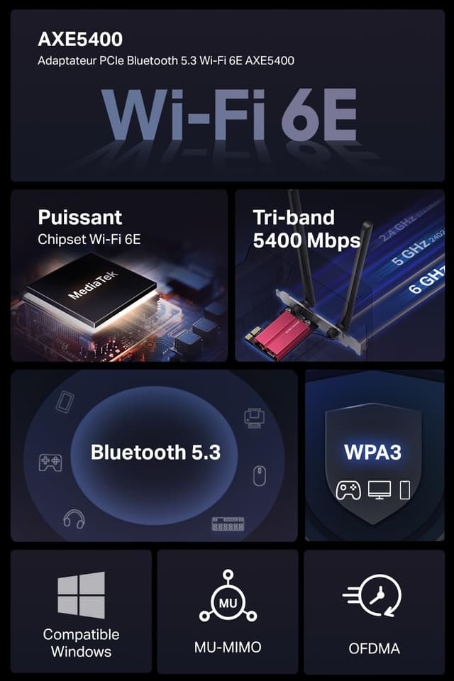 Thumbnail 1 de Mercusys MA86XE Carte Wi‑Fi 6E AXE5400