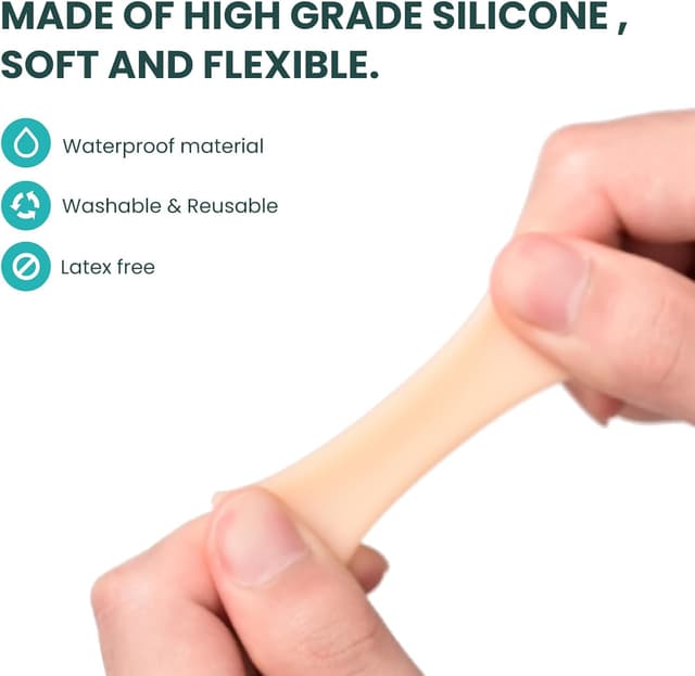 Detalle de Promifun Silicone Toe Protectors (12-pack) – Soft Gel Toe Sleeves & Toe Separators for Hammer Toes, Corns and Blisters (Beige)