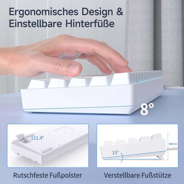Thumbnail 4 de TMKB T61SE mechanische Gaming‑Tastatur, deutsches QWERTZ