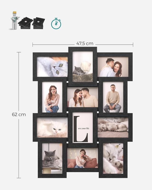 Detalle de Cornice collage 12 foto 4x6 SONGMICS Nero