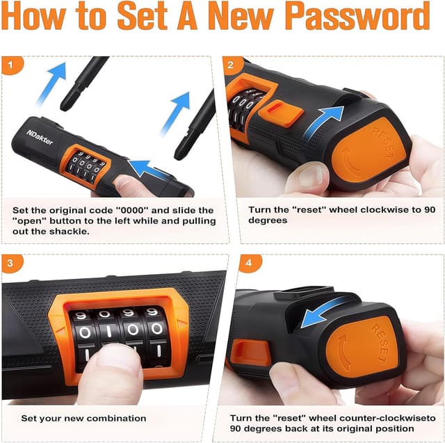 Thumbnail 5 de NDakter Bike Lock 1.2m cable combo