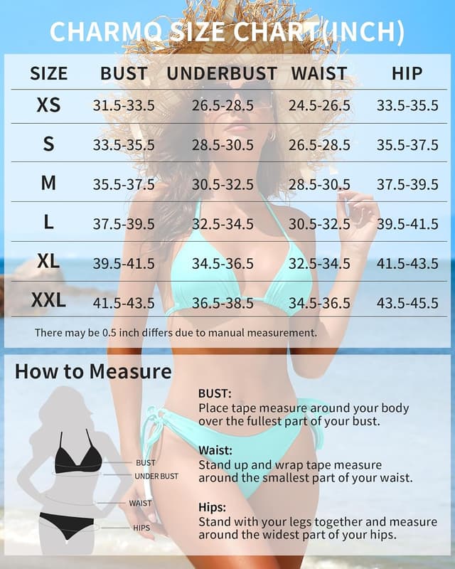 Detalle de CharmLeaks Women’s Triangle Bikini Set with Padded Bras and Adjustable Straps