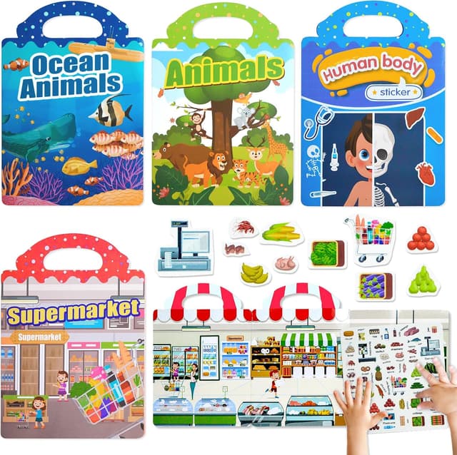 Imagen de Reusable Sticker Books 4-Pack for Ages 2–5 en OfertitasTOP