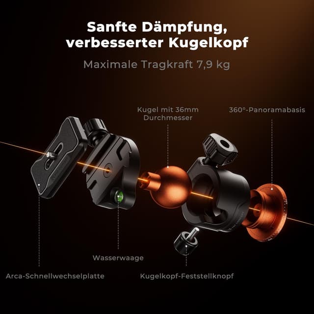 Detalle 2 de K&F CONCEPT Handy-Kamerastativ 178 cm