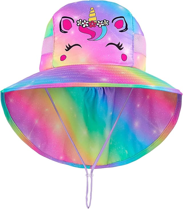 Thumbnail 1 de MHJY Kids Sun Hat for Girls (2-9 Years) – UV Protection Bucket Hat with Neck Flap, Adjustable Fit