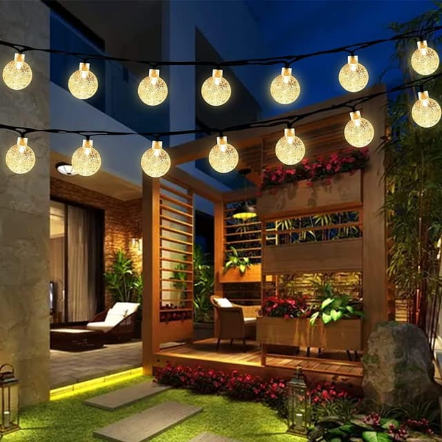 Detalle de Garlocht Solar Garden Lights Outdoor (30 LED, 5m) Waterproof Crystal Ball Fairy Lights with 8 Modes