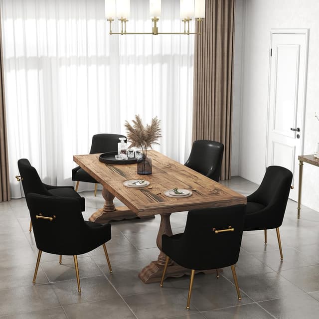 Detalle 2 de Dining Room Chair Faux Leather Vanity Chairs Set of 2