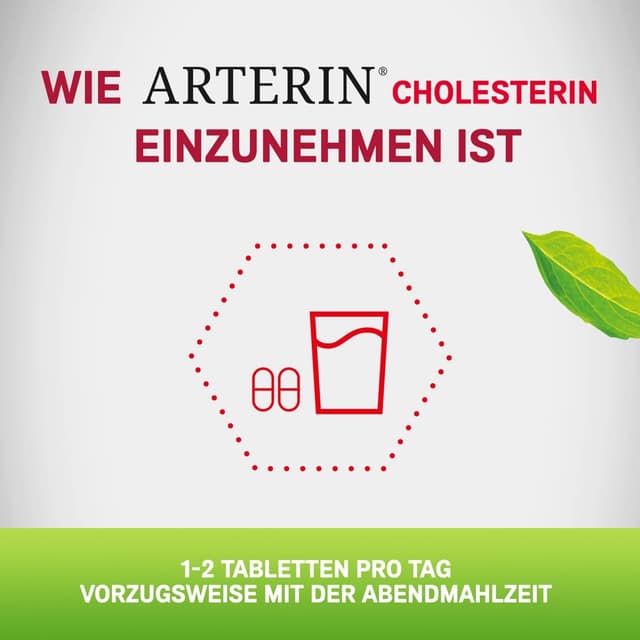 Detalle de ARTERIN Cholesterin – Nahrungsergänzungsmittel mit Phytosterolen und Vitamin C, 1 x 90 Tabletten