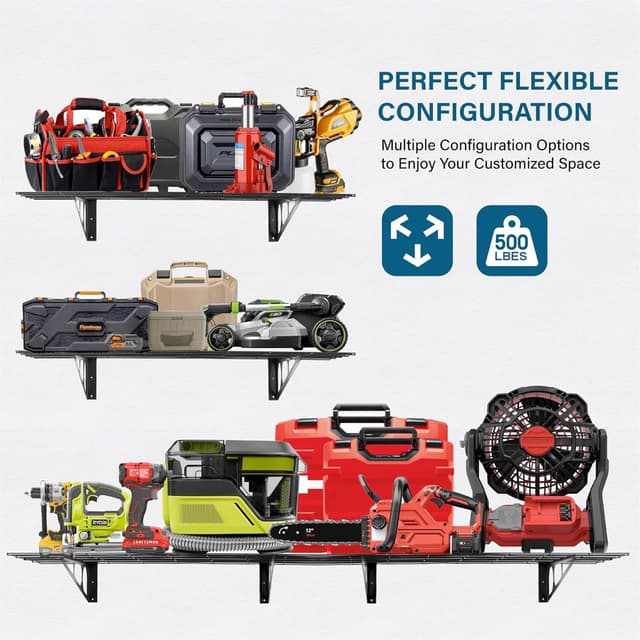 Detalle de 2 Mensole da Garage con Ganci (2 pezzi) 61 x 121,9 cm in metallo