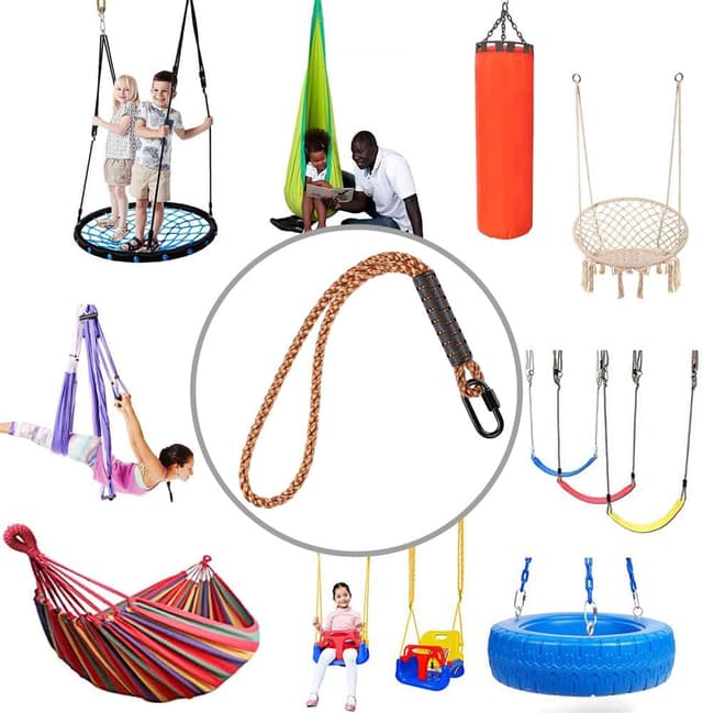 Thumbnail 6 de SELEWARE Hammock Straps Tree Swing Rope Kit with 304 Stainless Steel Snap Hook (2 Pack) – 360cm