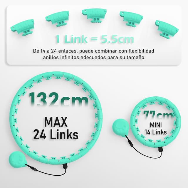 Detalle 2 de JLoibao Smart Hula Hoop Fitness 24 anillos